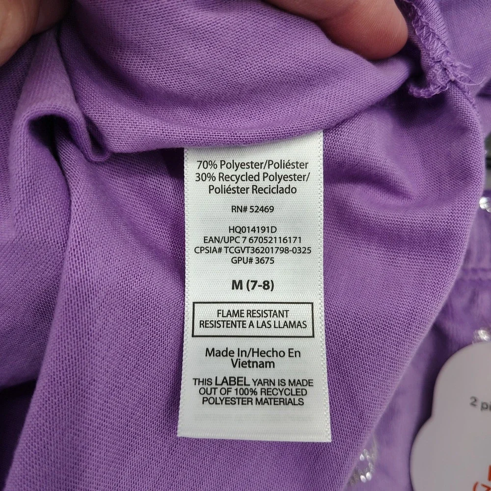NWT Wonder Nation‎ Kids Girls Pajama Pants Set Size Medium 7-8 Purple Peace Sign